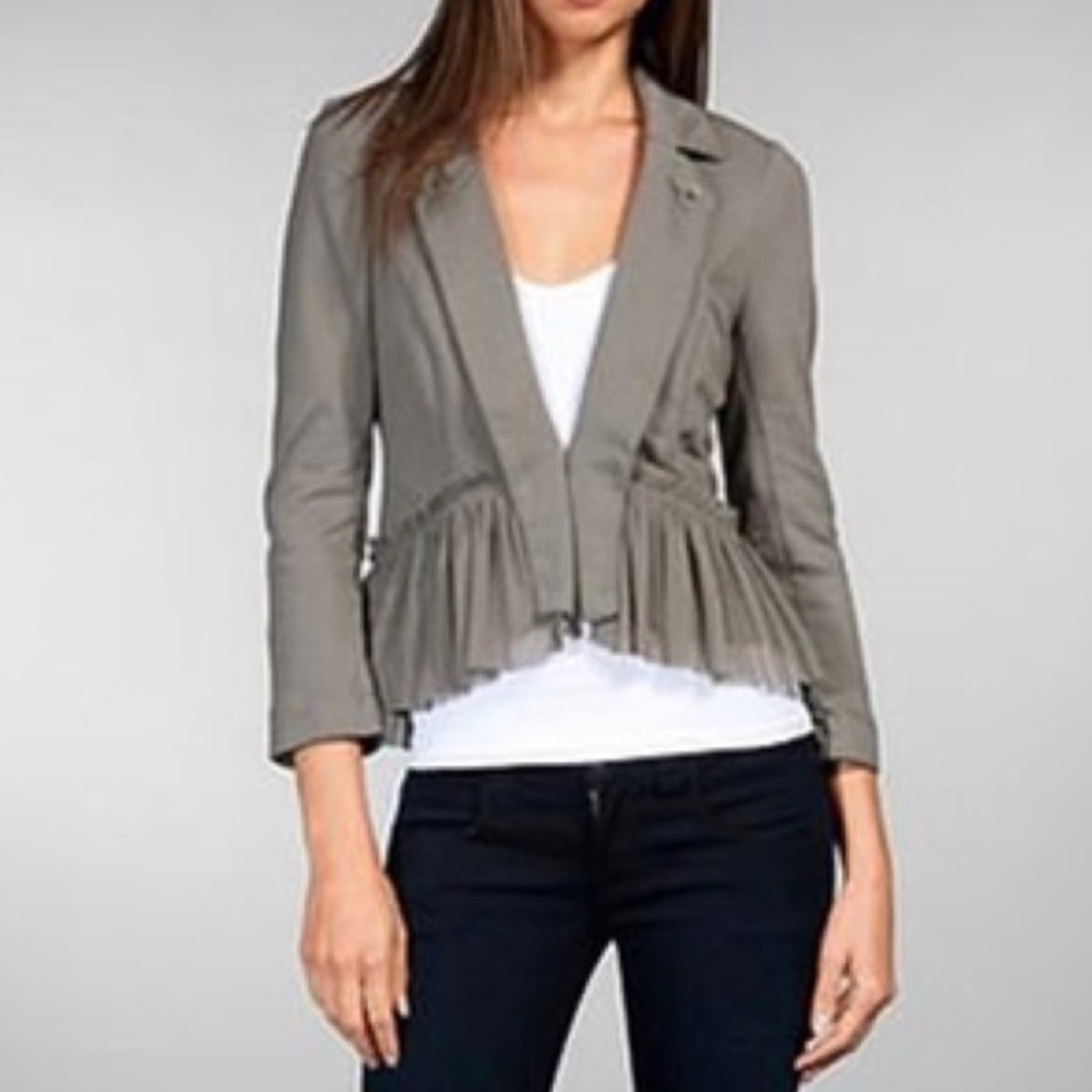 FREE PEOPLE- Tulle Peplum blazer swacket warm coat jacket - charcoal grey